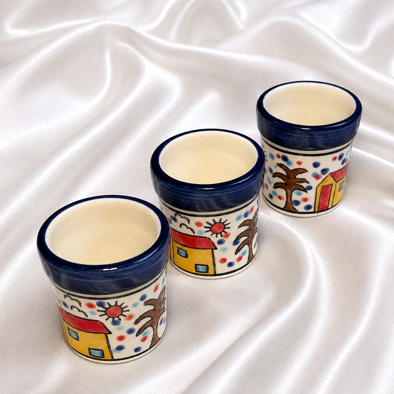 Handcrafted Village Art Ceramic Tea Cup - Set of 6