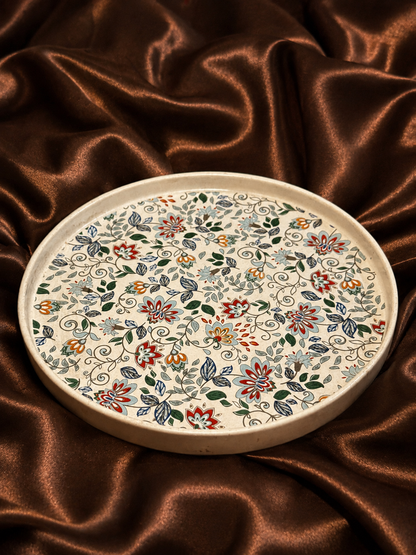 Handcrafted Floral Ceramic Serving Plate