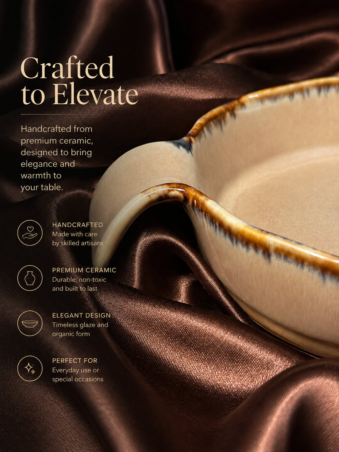 Handcrafted Ceramic Serving Bowl with Handle – Set of 2