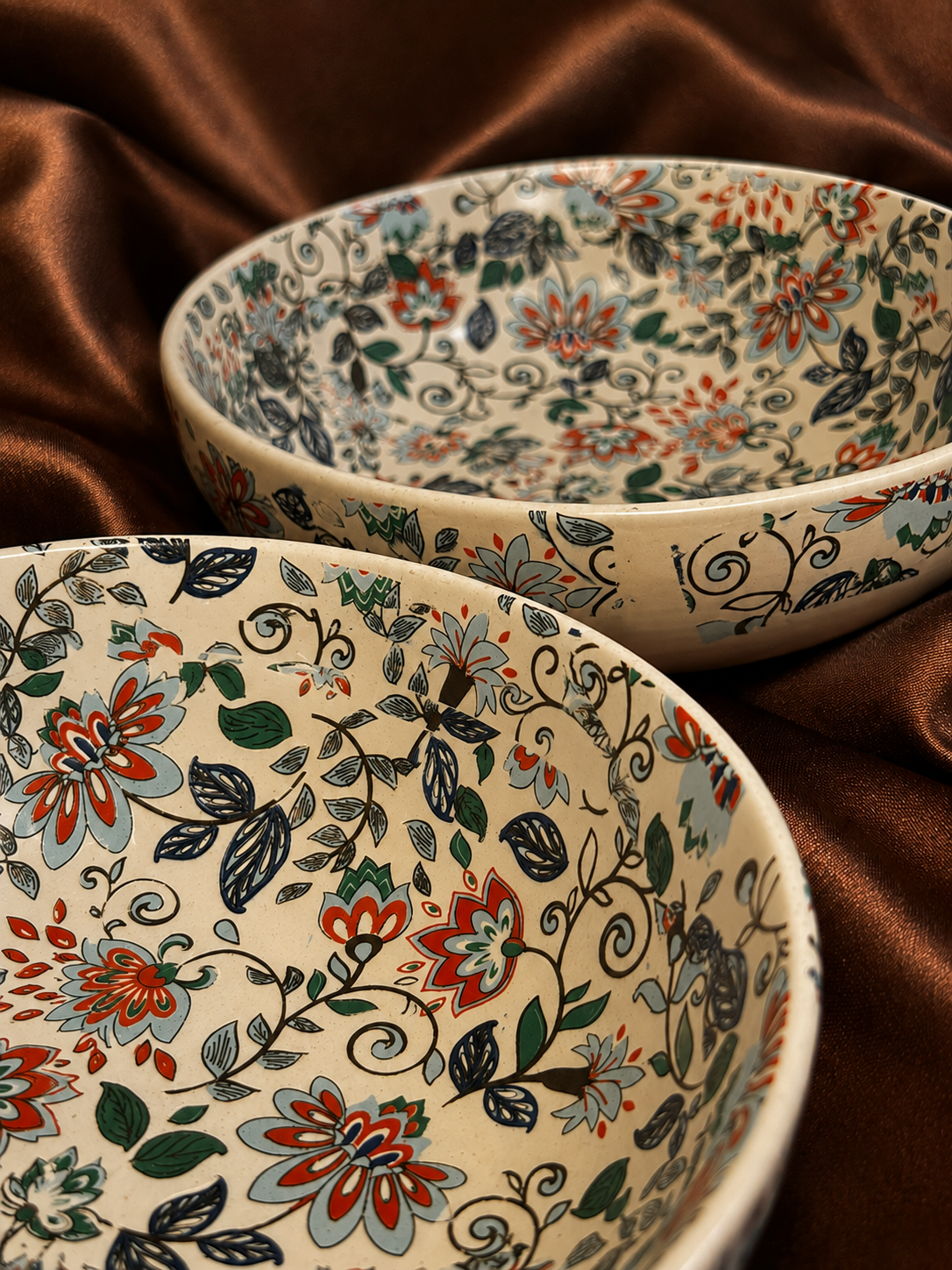 Handcrafted Floral Ceramic Serving Bowl