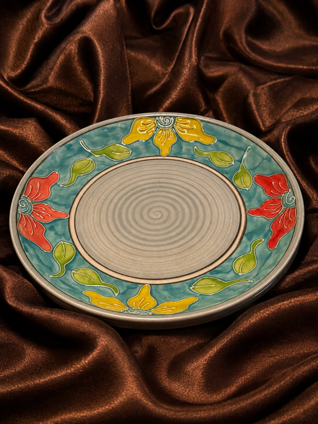 Handcrafted Floral Ceramic Dinner Plate - Set of 2