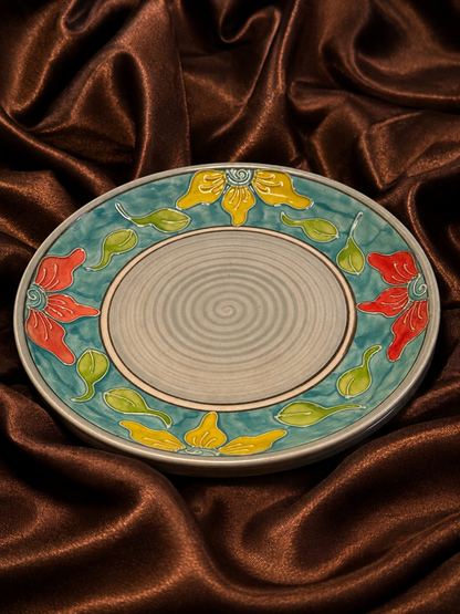 Handcrafted Floral Ceramic Dinner Plate - Set of 2