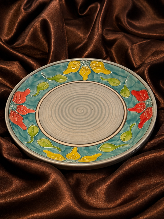 Handcrafted Floral Ceramic Dinner Plate - Set of 2