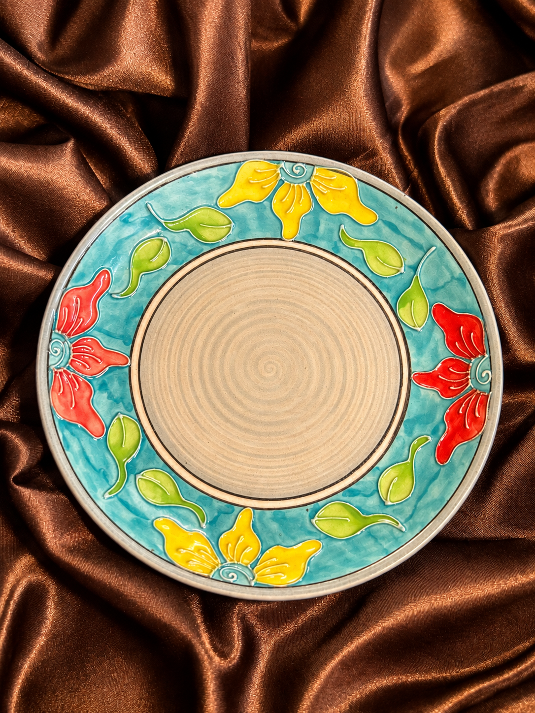 Handcrafted Floral Ceramic Dinner Plate - Set of 2