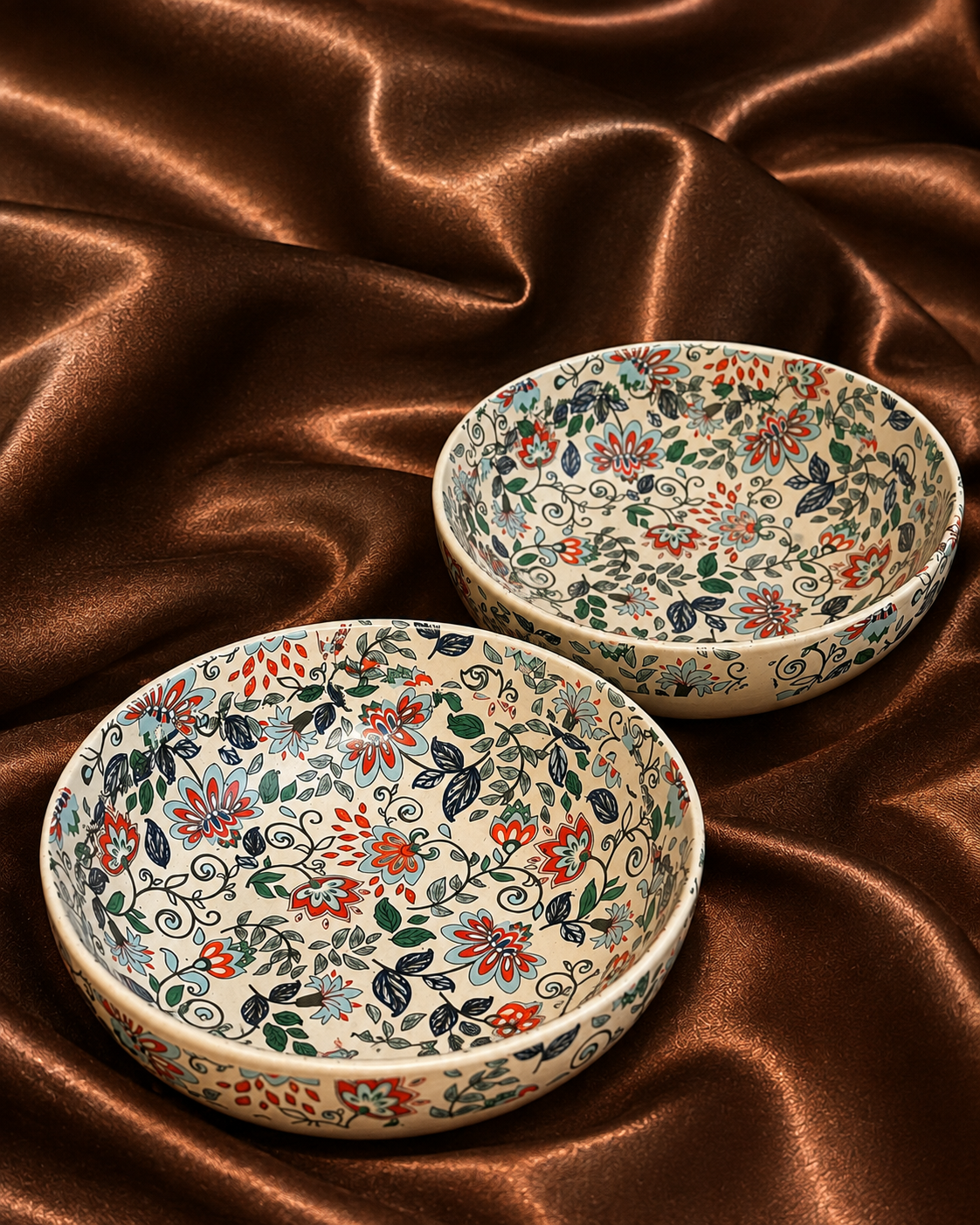 Handcrafted Floral Ceramic Serving Bowl