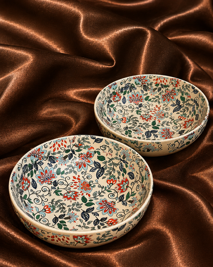 Handcrafted Floral Ceramic Serving Bowl