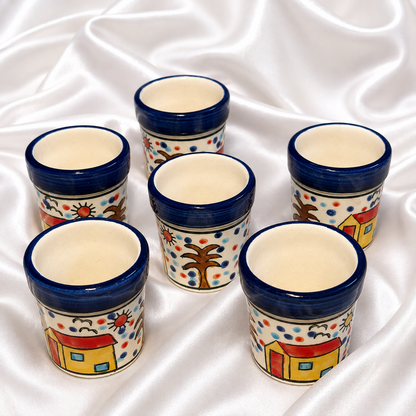 Handcrafted Village Art Ceramic Tea Cup - Set of 6