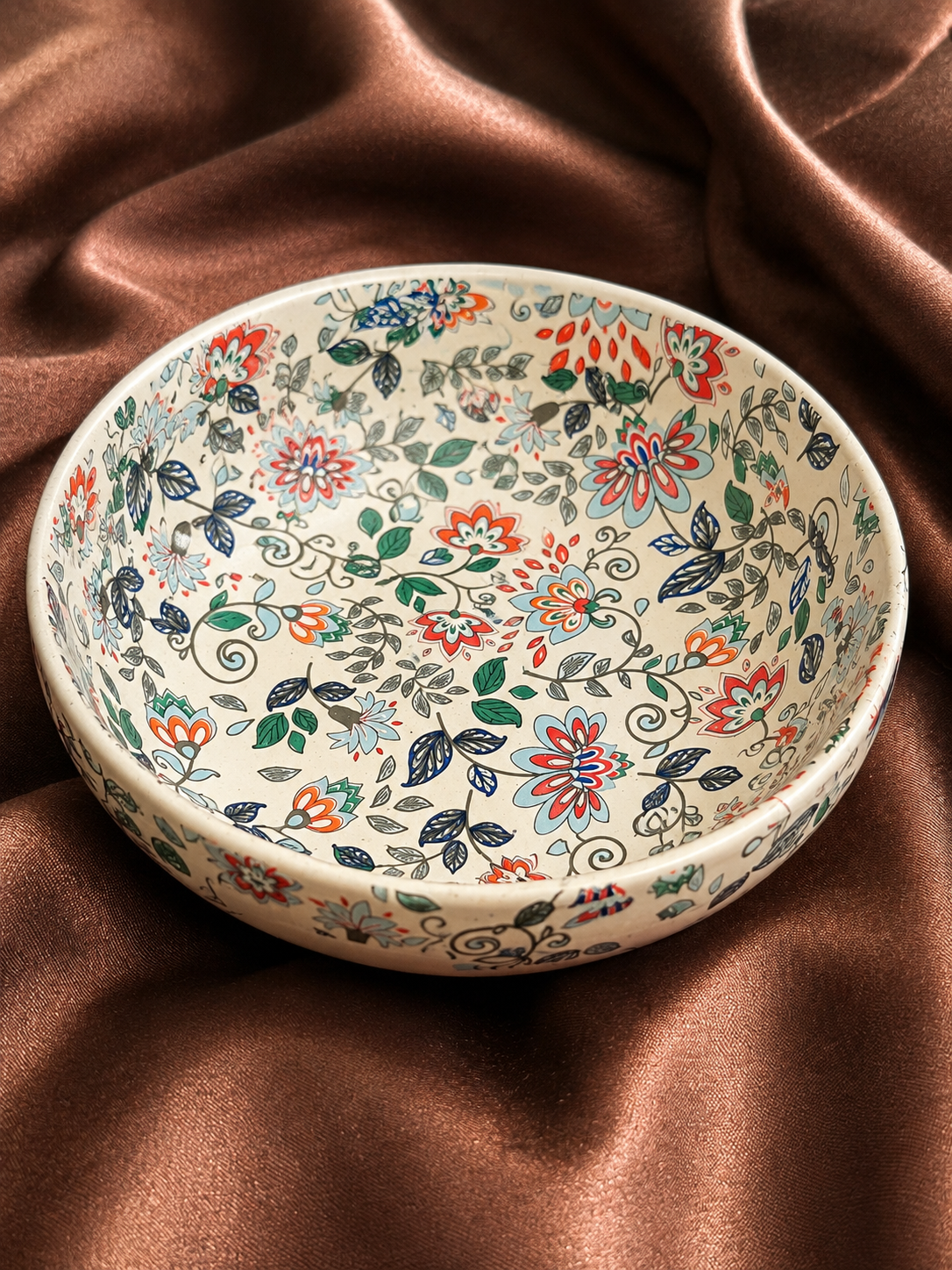 Handcrafted Floral Ceramic Serving Bowl