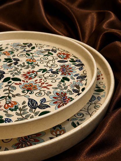 Handcrafted Floral Ceramic Serving Plate